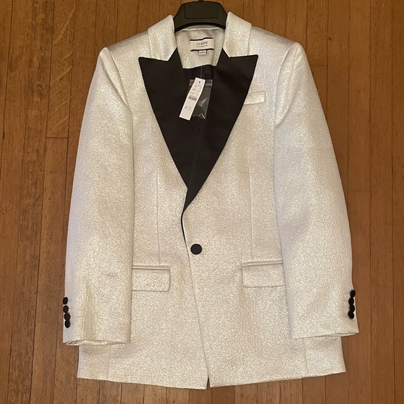 NWT J Crew Collection Willa tuxedo blazer in metallic silver lamé - Picture 2 of 9
